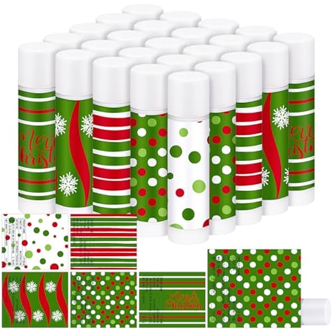 Loopeer 25 PCS CHRISTMAS PEPPERMINT FLAVOR LIP BALMS GIFTS BULK MINI PEPPERMINT CANDY FLAVOR MOISTURIZING LIP BALMS ELF XMAS CHRISTIAN PARTY FAVORS XMAS STOCKING STUFFER BULK FOR WOMEN COWORKER STAFF EMPLOYEE - Image 1
